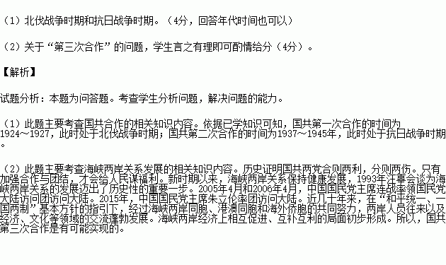 国共两党合作的标志是什么,国共两党实现第二次合作的标志,国共两党合作形式