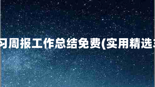 实习周报工作总结免费(实用精选3篇